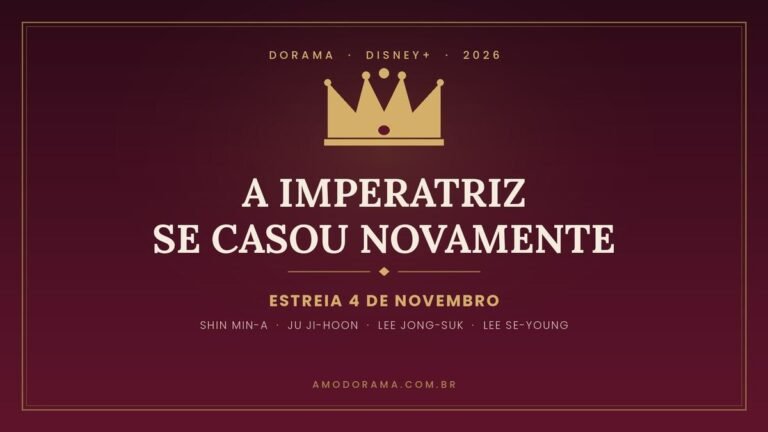 Pôster do dorama A Imperatriz Se Casou Novamente com coroa dourada e a data de estreia no Disney+ Pôster do dorama A Imperatriz Se Casou Novamente com coroa dourada e a data de estreia no Disney+