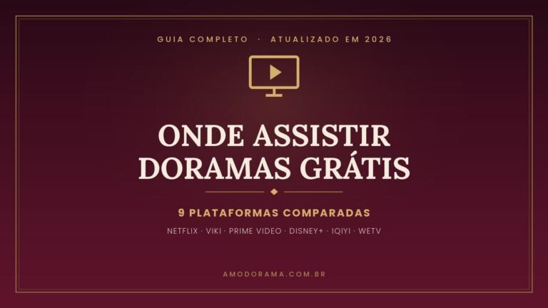 Arte com uma televisão dourada e o título Onde assistir doramas grátis Arte com uma televisão dourada e o título Onde assistir doramas grátis