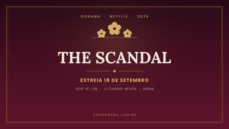 Arte do dorama The Scandal com flores de ameixa douradas e a data de estreia na Netflix Arte do dorama The Scandal com flores de ameixa douradas e a data de estreia na Netflix