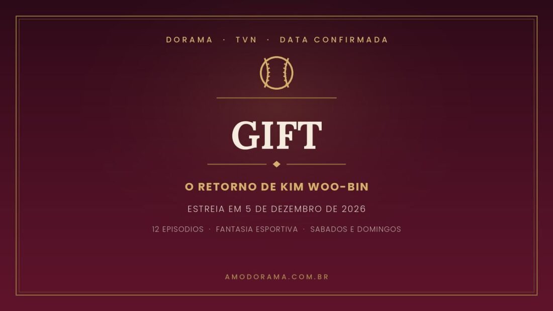 Arte de divulgacao de GIFT, serie da tvN com Kim Woo-bin que estreia em 5 de dezembro de 2026 Arte de divulgacao de GIFT, serie da tvN com Kim Woo-bin que estreia em 5 de dezembro de 2026