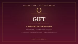 Arte de divulgacao de GIFT, serie da tvN com Kim Woo-bin que estreia em 5 de dezembro de 2026 Arte de divulgacao de GIFT, serie da tvN com Kim Woo-bin que estreia em 5 de dezembro de 2026